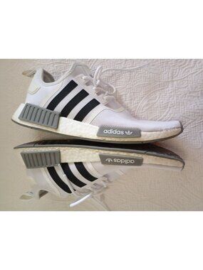 Adidas NMD_R1 White & Black Mens Sneakers Size 11 Mesh Upper Boost Midsole
